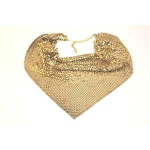 Vintage 1970's Whiting & Davis Gold Mesh Ladie's Scarf Bib Neckerchief Necklace